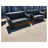 55" Black Leather Love Seat