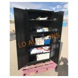 Black File Cabinet w/ Office Supplies