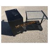 2pc - Black File Cabinet, Rolling Table