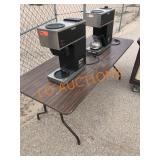 2 Bunn Coffee Makers and Table