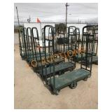 6pc Rolling Industrial Steel Green Carts