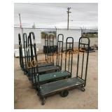 5pc Rolling Industrial Steel Green Carts