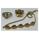 Citrine, Sterling Bracelet and Rings