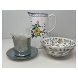 Hand Painted Tiffany Pitcher, Minton China Bowl