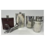 Vintage Flasks, Stag Shot Glass, Pewter Cups