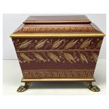 Maroon and Gold Keepsake Box with Claw Feet