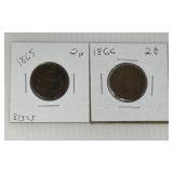 1865 and 1866 Two Cent Pieces