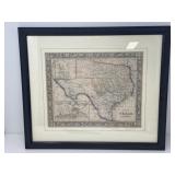 1880 Framed County Map of Texas
