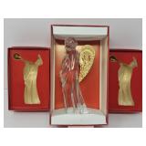 Gorham Crystal and Gold Tone Angel Trio B
