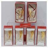Six Gorham Crystal and Gold Tone Angels