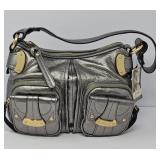 B Makowsky Silver Leather Tote