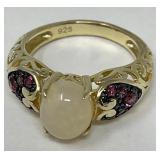 Opal, Garnet 14KYG over Sterling Ring