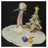 Italian Hand Crafted Angel and Tree Sculpture