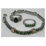 Opal, Russian Diopside Sterling Rings, Bracelet