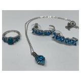 Apatite, Plat/Sterling Ring, Necklace and Earrings