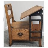 Vintage School Desk with Seat Drawer