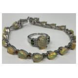 Opal/ Multi-Gem,  Sterling Ring and Bracelet