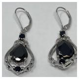 Shungite Platinum over Sterling Earrings