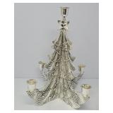 Five Candle Silver Tone Christmas Tree