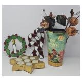 Holiday Stain Glass, Ceramic Tealight Star,Vase