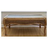 Wicker Woven Glass Topped Coffee Table