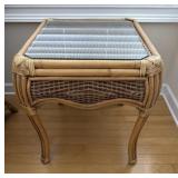 Wicker Woven Glass Topped Side Table B