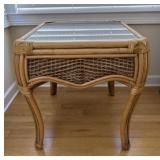 Wicker Woven Glass Topped Side Table A