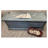 Handmade, Hand Painted Ships,Wooden Trunk, Box