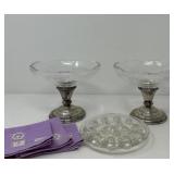 Two Weighted Sterling and Glass Compotes