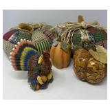 Four Pumpkins and Turkey