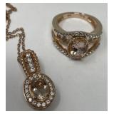 Rose Gold/Sterling Ring and Necklace