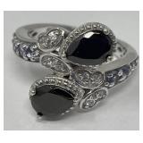 Shungite Gemstone, Platinum over Sterling Ring