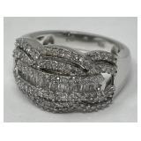 Diamond Platinum over Sterling Silver Ring