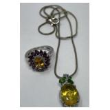 Gemstone Sterling Necklace and Ring