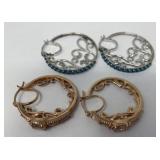 Gemstone Platinum,RG over Sterling Earring Sets