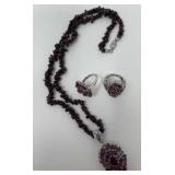 Orissa Rhodolite Garnet, Sterling Rings, Necklace