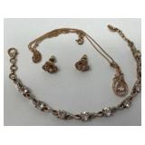 Rose Gold/Sterling Bracelet, Earrings,Necklace