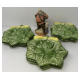 Royal Doulton Bookend and Nine Leaf Corsage Dishes