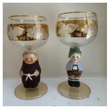 Pair of Goebel Hummel Figurine Wine Glasses