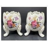 Pair of Cracked Egg Vases and Vintage China Pieces