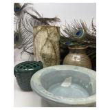 Rebecca Carter Signed Pottery, Peacock Feathers