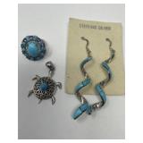 Turquoise, Sterling Ring, Earrings, Pendant