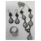 Moonstone, Iolite Sterling Necklace/Earrings