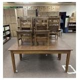 Four Library Tables and Eighteen Chairs