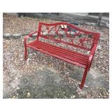 Red Metal Outdoor Bench