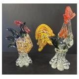 Pair of Murano Glass Chickens