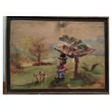 Framed Whimsical Frog Leprechaun on Wood Board