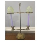 Antique Brass Fairy Lamp with Indiana Glass Shade