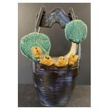 Majolica Style Pottery Basket