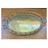 Vintage Brass Faux Bamboo Tray